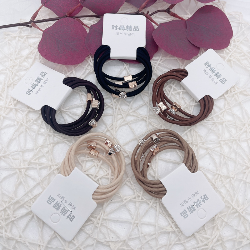 Dongdaemun estilo coreano hilo colorido accesorios para el cabello cuerda de pelo asequible banda de pelo de alta elasticidad de tres paquetes de banda de goma de dos yuanes tienda al por mayor image 16