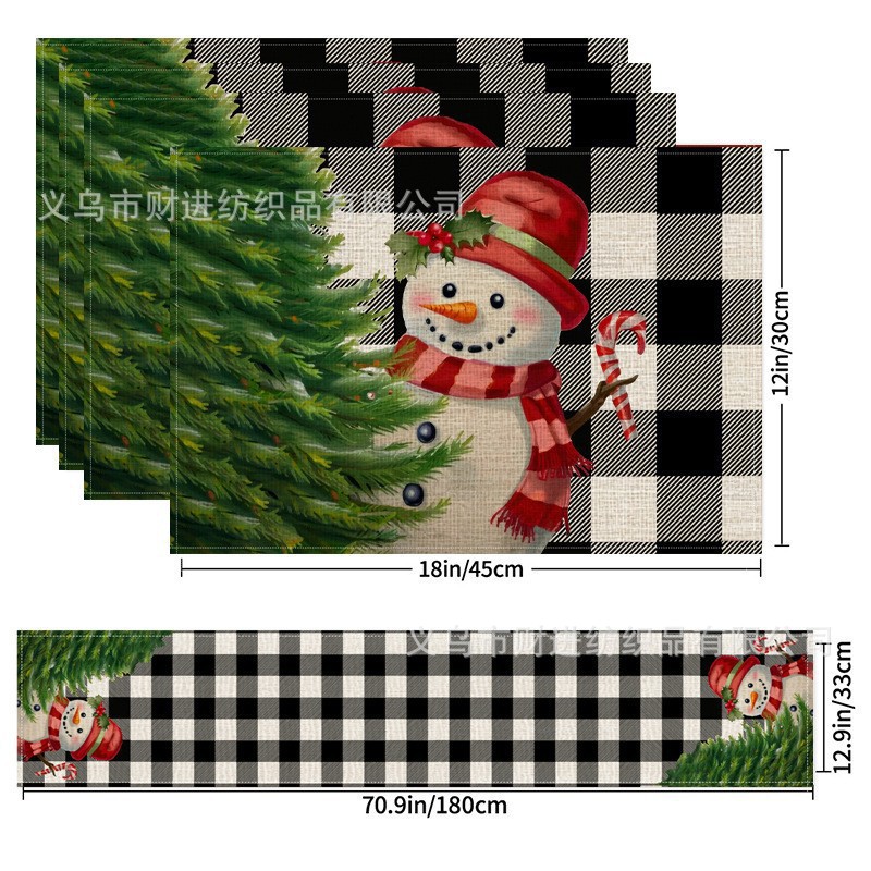 Nuevo cojín de mesa de Navidad 5 piezas Amazon lino impresa manto de mesa de dibujos animados restaurante manto de mesa de Navidad aislante