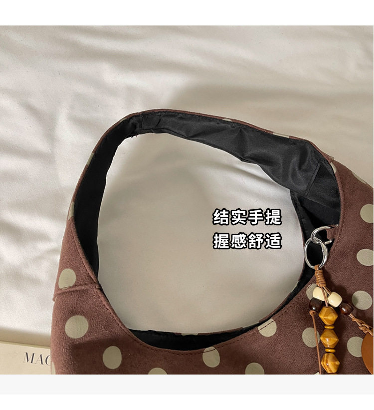 Túi xách tay nữ dáng chấm bi thời trang, đeo vai dung tích lớn đi làm — Gạo trắng không có mặt dây chuyền, Màu cà phê Không có mặt dây chuyền, Rượu đỏ không có mặt dây chuyền, Đen không có mặt dây chuyền chi tiết 6