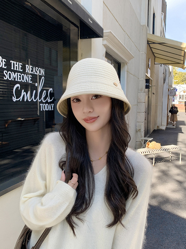 春秋时尚华夫格装饰舒适保暖小檐盆帽户外旅行度假百搭小标遮阳帽|undefined