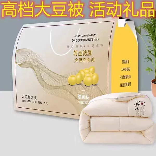 Hotel-Grade Raw Cotton Soybean Quilt Core Gift Box Set Company Prizes Customer Events Logo Printed Gift Quilt