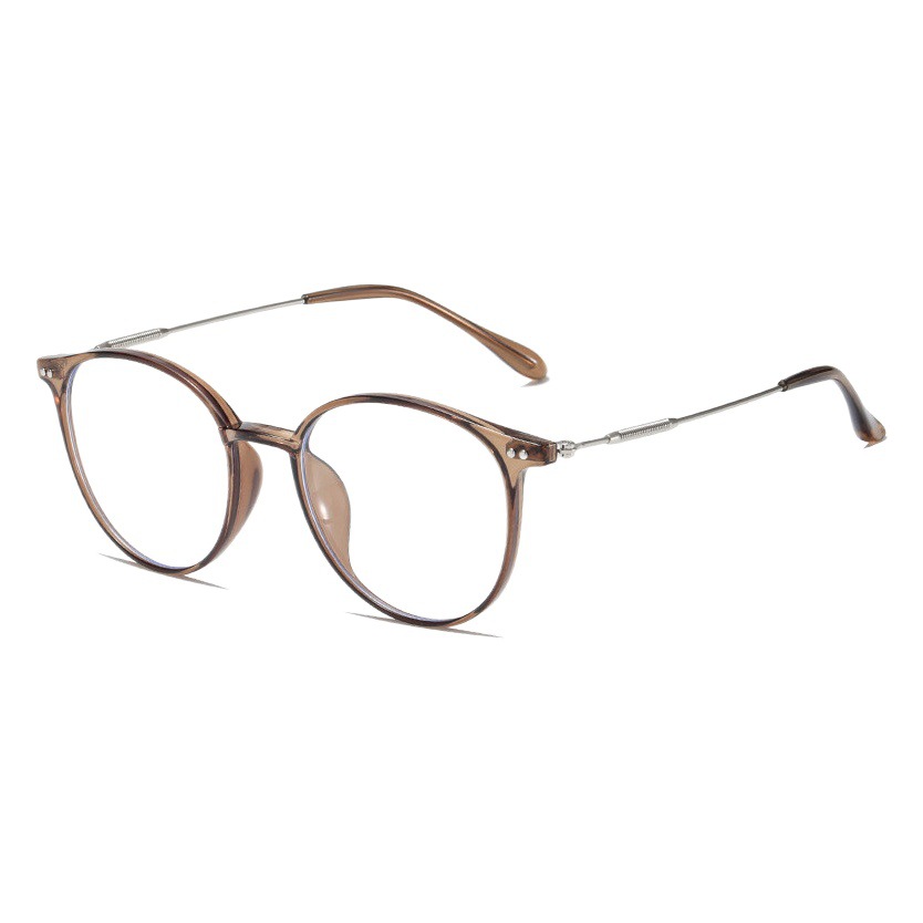 Anti-Blue Light Korean Style Flat Glasses Cold Brown Xiaohongshu Round Female Face-Showing Small Retro Popular Myopia Glasses Frame