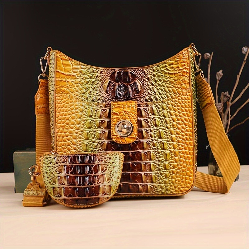 N 1534 Retro Shoulder Bag Brahmin Crocodile Pattern Retro Crocodile N 1534 Retro Shoulder Bag Brahmin Crocodile Pattern Retro Crocodile