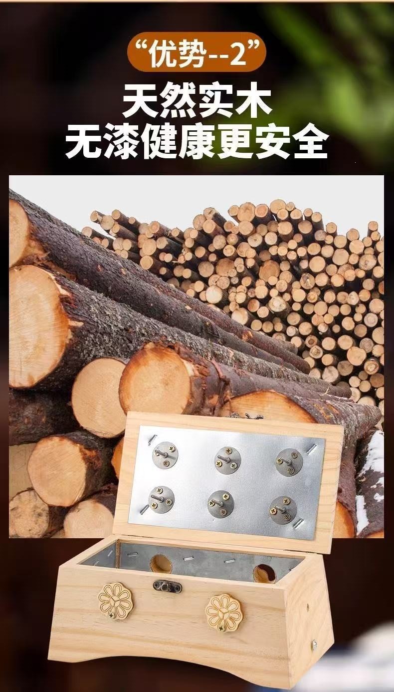Wooden Moxibustion Box Portable Moxa Warmer 4-6 Hole Ai Jiu Tool for Traditional Warm Therapy specifications