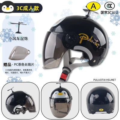 Motorcycle Helmet Lady, Motosiklet kaskı (dəbilqə) - 3c-adult-black-penguin-tea-long-mirror-windmill