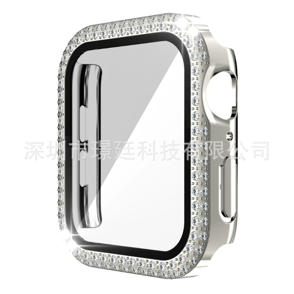 Suitable for Apple Double Diamond Frame Steel Case PC case PC case Apple Watch8/SE/7/6/5/4/32