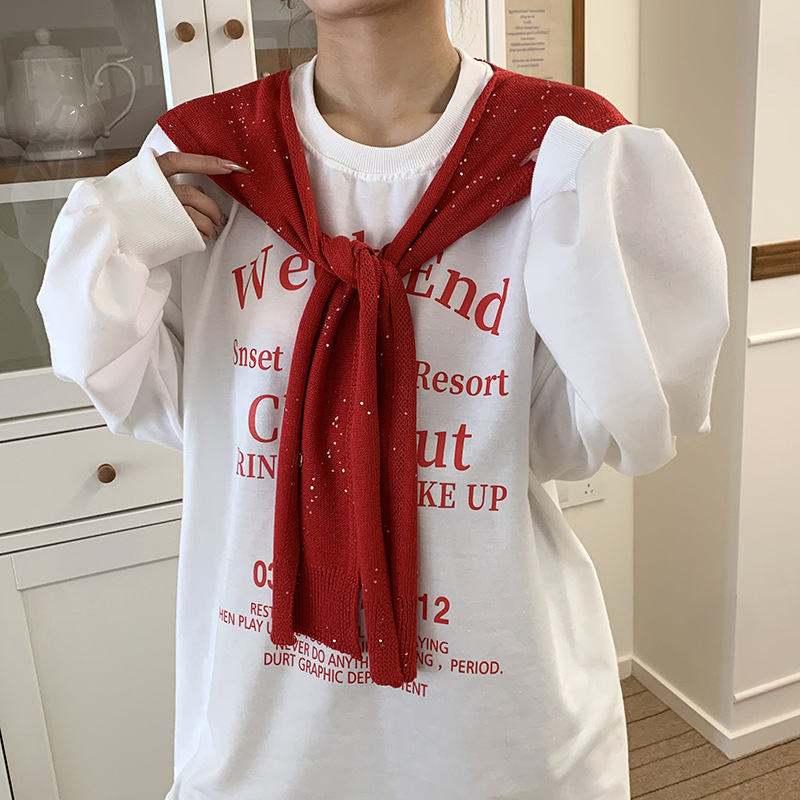 Sopa de punto de alta sensación de primavera y otoño estilo coreano cuello pequeño hombro bufandas de pañuelo con cuello falso de lana con hombros