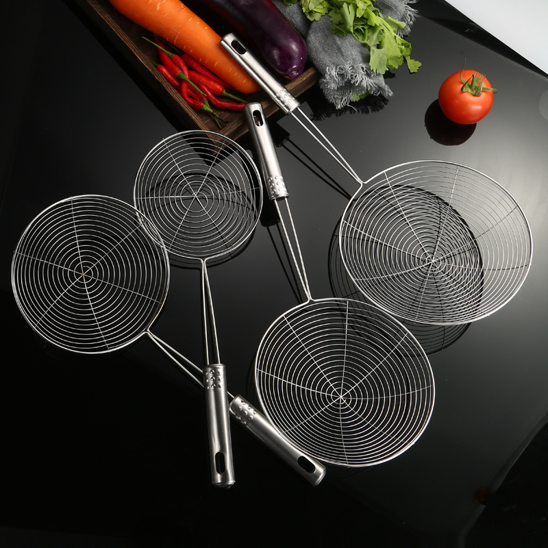 Kitchen Utensils Colander Stainless Steel Wire Colander 16 Stainless Steel Handle Wire Colander Two Yuan Store Supply Department Store Supply Wholesale