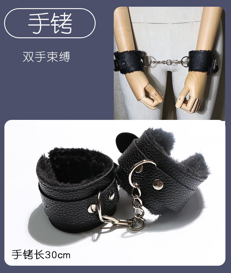 SM Plush Six-Piece Couple Set with Hand and Foot Cuffs and Mouth Gag — detail image 5