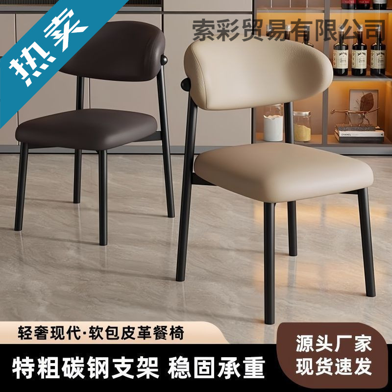 Dining Chair for Home Use, Dining Table with Backrest, Light Luxury High-End Rental Room Dining Chair, Italian-Style Wrought Iron Simple Dressing Chair