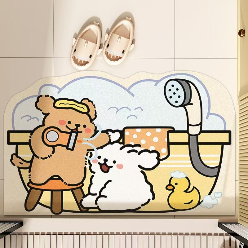 漫画珪藻泥浴室マット浴室吸水マットトイレ入り口風呂トイレ速乾滑り止めマット|undefined