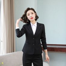 春秋款黑色小西装女士职业套装学生面试正装白领气质装酒店工作装