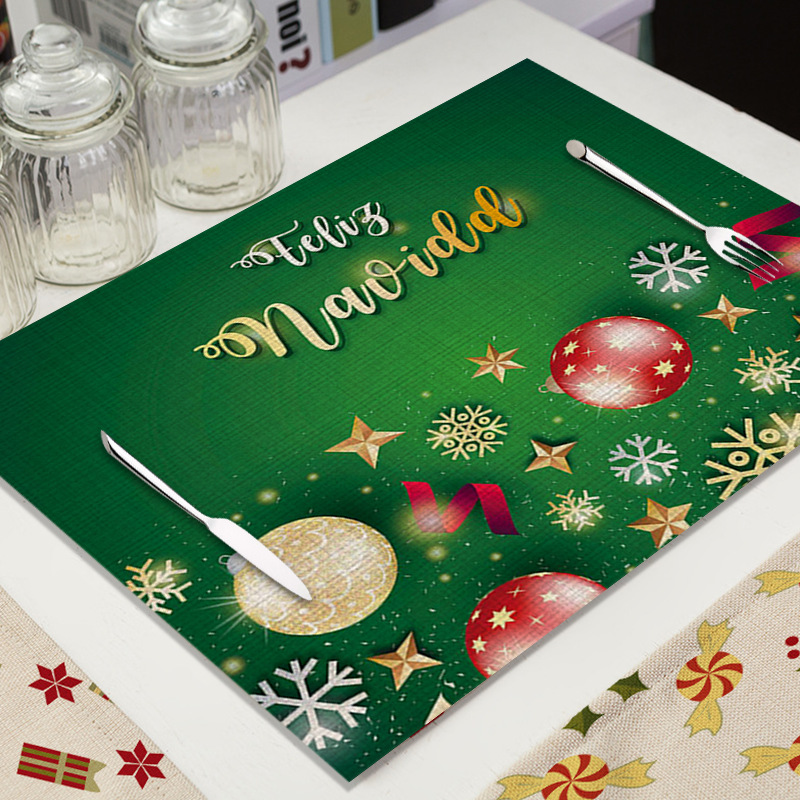 Mantel Individual de Lino para Navidad - Diseño de Dibujos Animados, Aislante, para Decoración