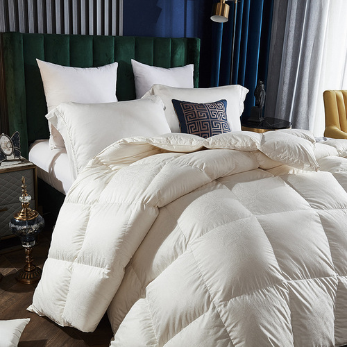 High-end Goose Down Comforter - Thick 95% White Goose Down Winter Blanket with Tassels, Suitable for Spring and Autumn