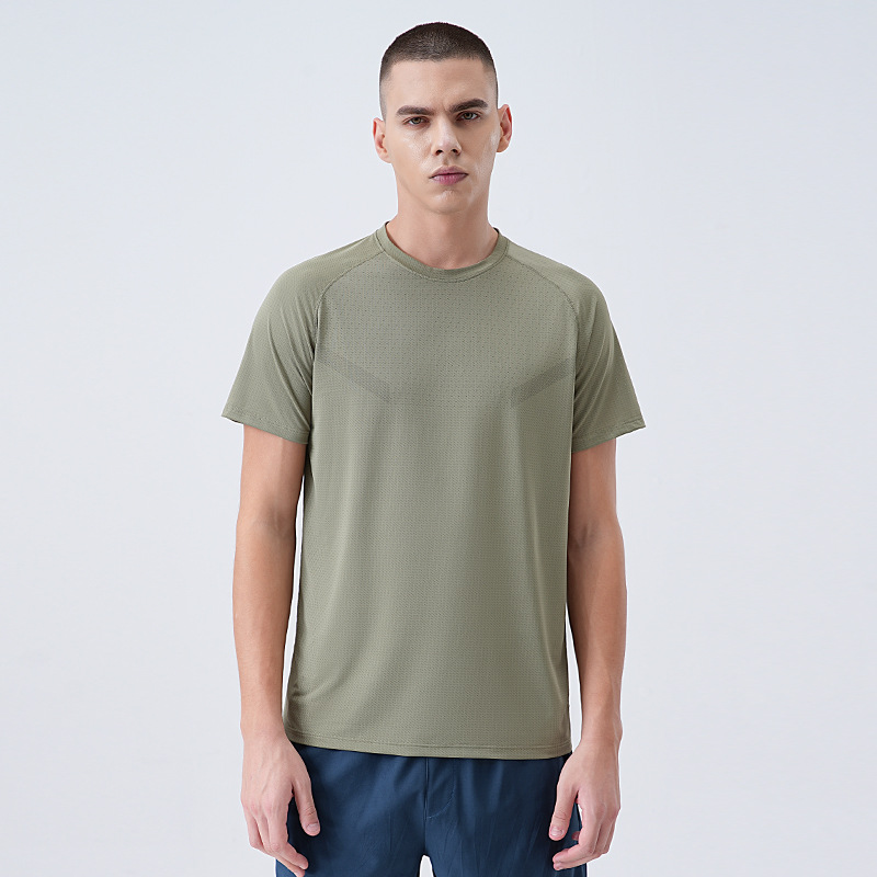 2025 camiseta de manga corta con cuello redondo para hombres, deportes de montañismo al aire libre de verano, correr, absorber la humedad, secar la ropa superior