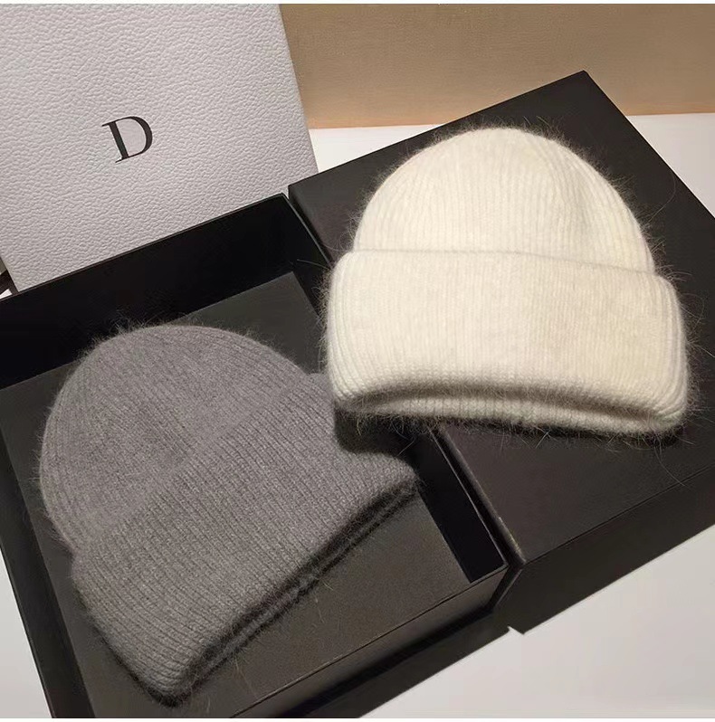 High-End New Rabbit Fur For Women Trendy Autumn Winter Japanese Style Cold Warm Pullover Knitted Hat_voghion.com