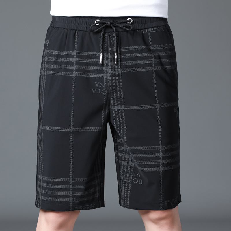 2023 New Denim Shorts Split Black Tight Loose Waist Casual Men's Middle Pants Dark Pattern_voghion.com