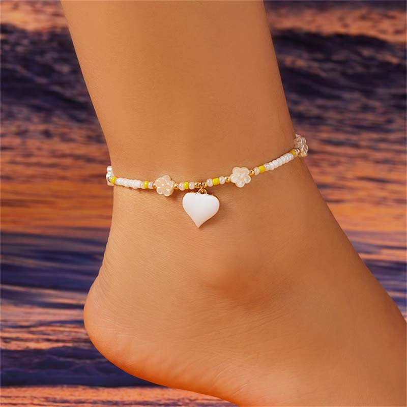 8g Weight Anklet Classification 1 Piece Quantity Holiday, Beach Occasion Seed Bead Material Heart Shape Pattern All Seasons Season Women's Gender Simple Style, Classic Style Style Wholesale Jewelry Simple Style Classic Style Heart Shape Seed Bead Anklet 25