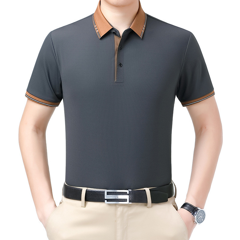 高端品牌精品男装时尚中年翻领T恤衫品牌质感商务简约气质POLO夏