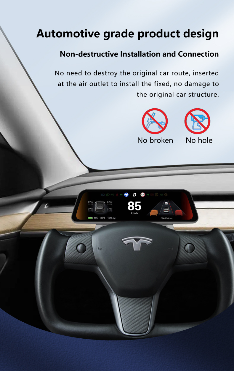 Cross-Border New Products Suitable for Tesla's New Model 3/Y/Wireless Carplay 9.66inch Modified Dashboard