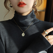 高领打底衫女磨毛加厚2025秋季新款高级感堆堆领内搭德绒黑色上衣