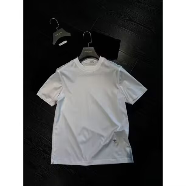 2025 Little Bee Short-Sleeved Pure Color New European Embroidered Men's Summer Round Neck T-Shirt Fashionable Half-Sleeve