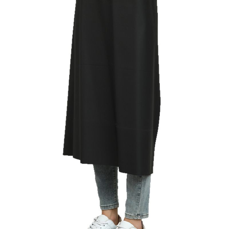 Delantal de pvc impermeable y a prueba de aceite, delantal largo de doble cara negro y rojo personalizado, ropa de trabajo resistente a la suciedad para hombres y mujeres, logotipo impreso