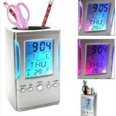 Цветной держатель для ручек, рекламный держатель для ручек, красочный вечный календарь, красочный будильник, держатель для ручки, часы