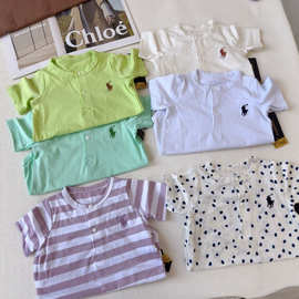 婴童POLO男短袖包屁衣夏季小童纯色上衣宝宝polo领T恤薄款休闲