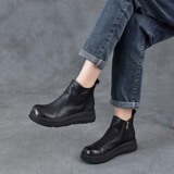 以一 Демисезонные кожаные универсальные комфортные ретро короткие сапоги, челси, воловья кожа, мягкая подошва