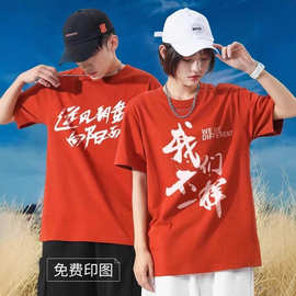 定制t恤印logo图文化衫重磅纯棉diy短袖订做聚会班服团队工作衣服