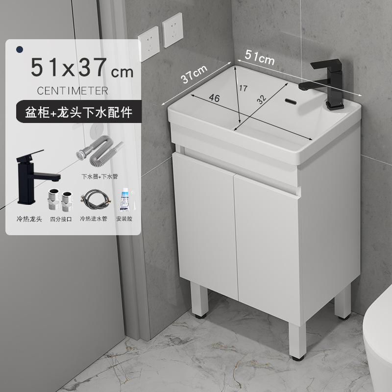 gabinete de baño de madera sólida tipo pequeño gabinete de lavabo tipo suelo combinado en lavabo cerámico pequeño tamaño lavabo