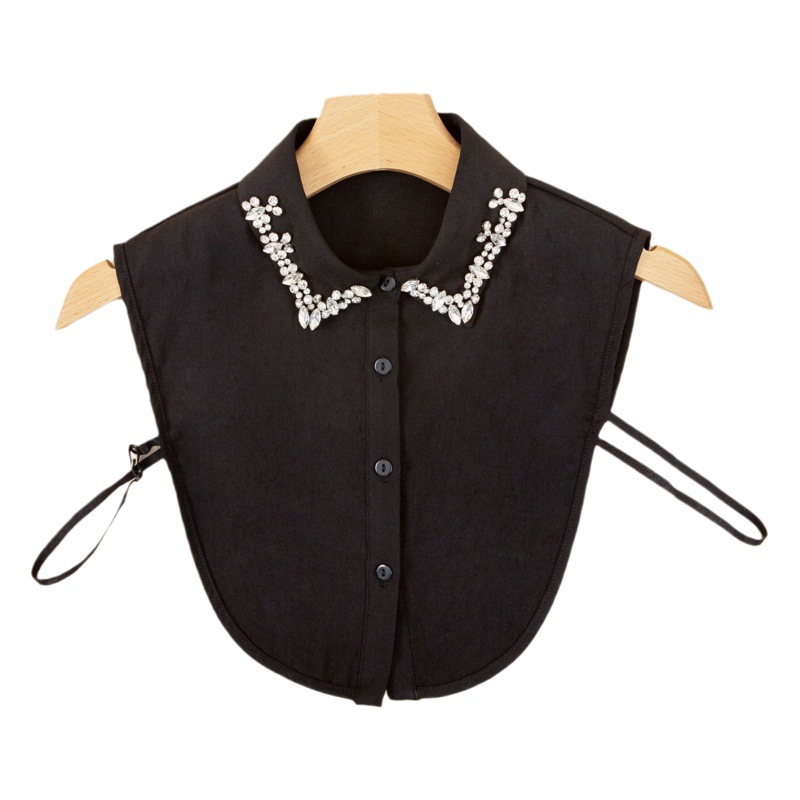 Otoño y el Invierno boutique popular estilo Coreano de cristal de diamantes de moda ropa de las mujeres del todo-fósforo falso cuello de la camisa de media longitud falso cuello de las mujeres