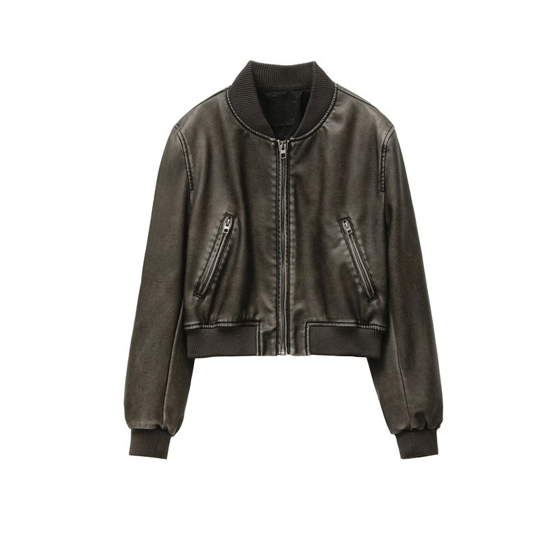 Cross-Border Wholesale High-Quality Short Motorcycle Jacket Pu Leather Pilot Leather Jacket 4341731 Cross-Border Wholesale High-Quality Short Motorcycle Jacket Pu Leather Pilot Leather Jacket 4341731