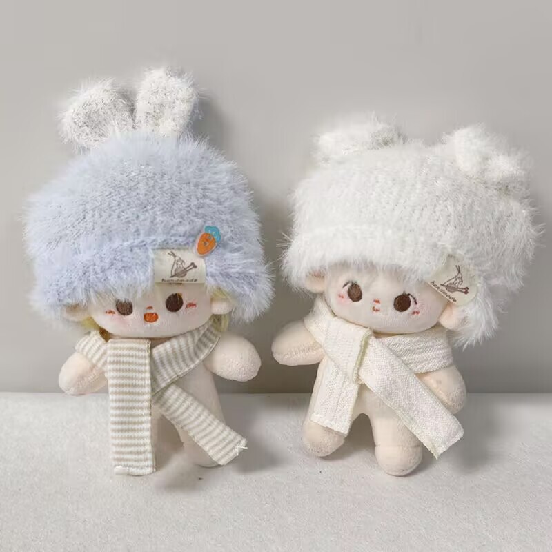 10cm Cotton Doll Clothes, Male and Female Doll Outfits, Plush Hat and Scarf Set, Doll Dress-Up Accessories, in Stock