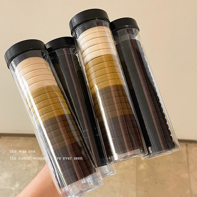 Canned Women's Hair Rope High Elastic Durable Hair Rope Black Hair Ring Leather Rubber Band Children's Hair Rope Batch