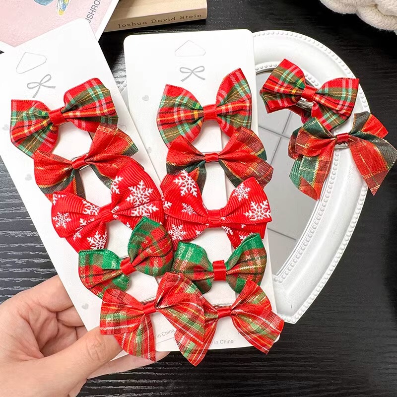 クリスマス蝶ネクタイヘアピンクリエイティブ diy ミニ装飾小さな蝶ネクタイ子供のクリスマスサイドクリップヘアアクセサリーセット|undefined