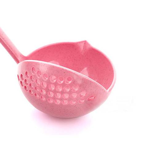 Soup spoon colander two-in-one long handle filter spoon plastic large spoon hot pot spoon wheat straw spoon plastic spoon