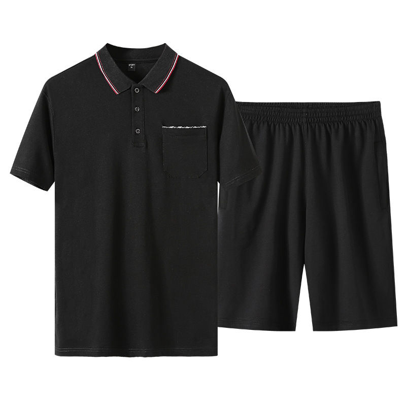 Trajes casuales de mediana edad para hombres, trajes deportivos sueltos de verano para hombres, ropa de polo casuales de dos piezas, pantalones cortos