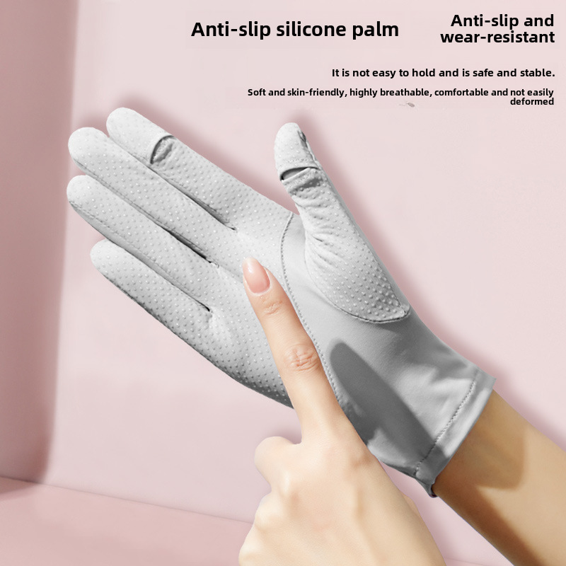 Sunscreen Gloves Women's Ultraviolet Protection Flip Thin Summer Ice Silk Breathable Fashion Electric Bicycle Bike Driving Finger_maomaolike.com