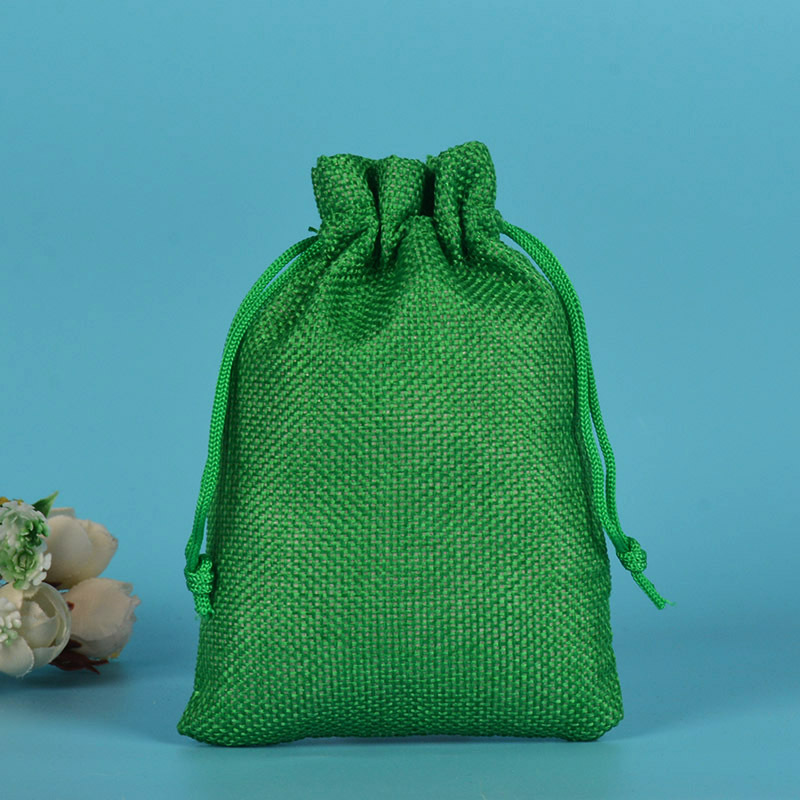 Льняная сумка 7*9 см; трава зеленая нейлоновая веревка