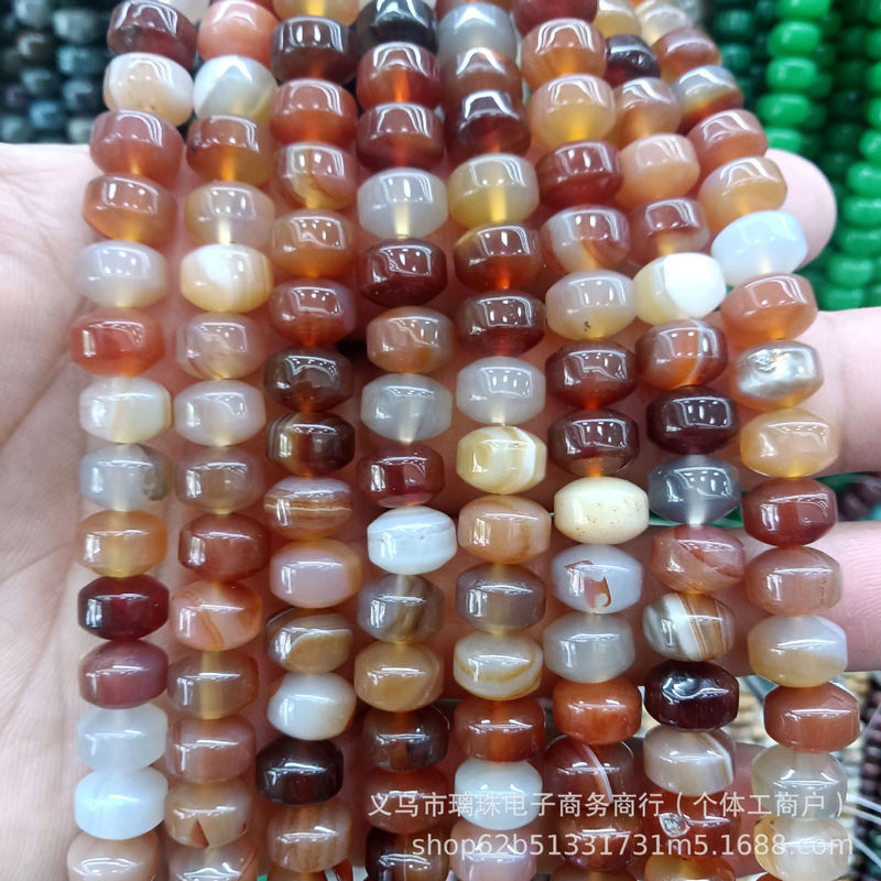 7x9mm天然石水晶玛瑙车轮珠散珠DIY手链项链饰品配件半成品串珠批|undefined