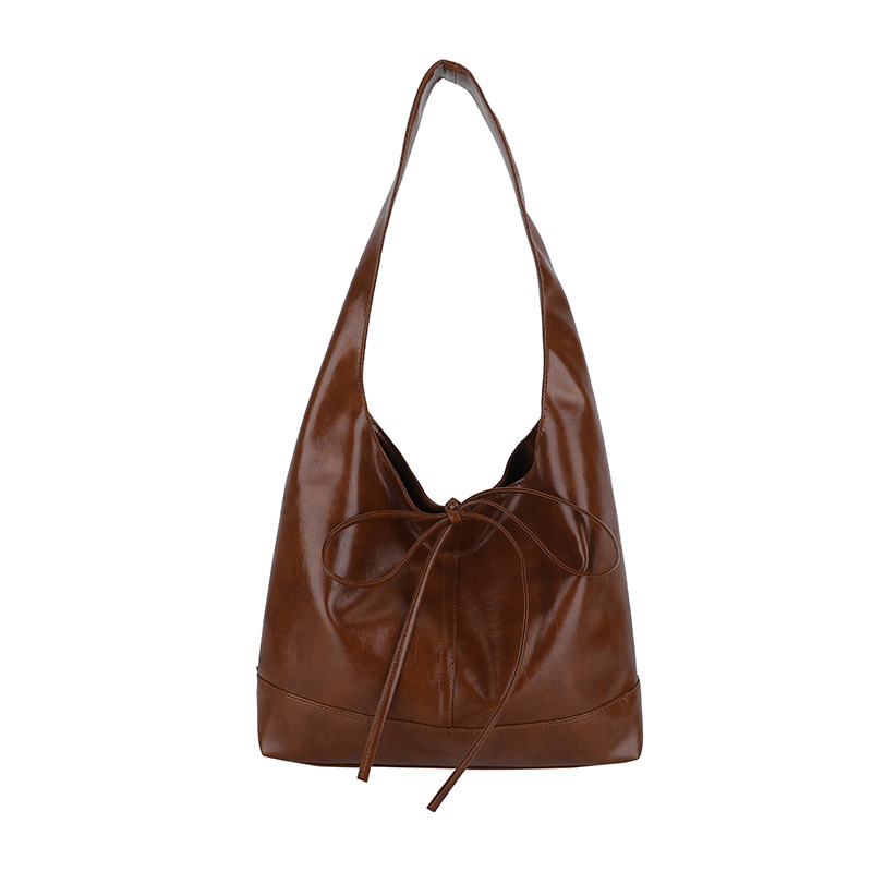 2024 otoño nuevo color sólido popular bolsas de brazo retro empalme bolsas de hombro cordón bolsas de mano bolsas de compras