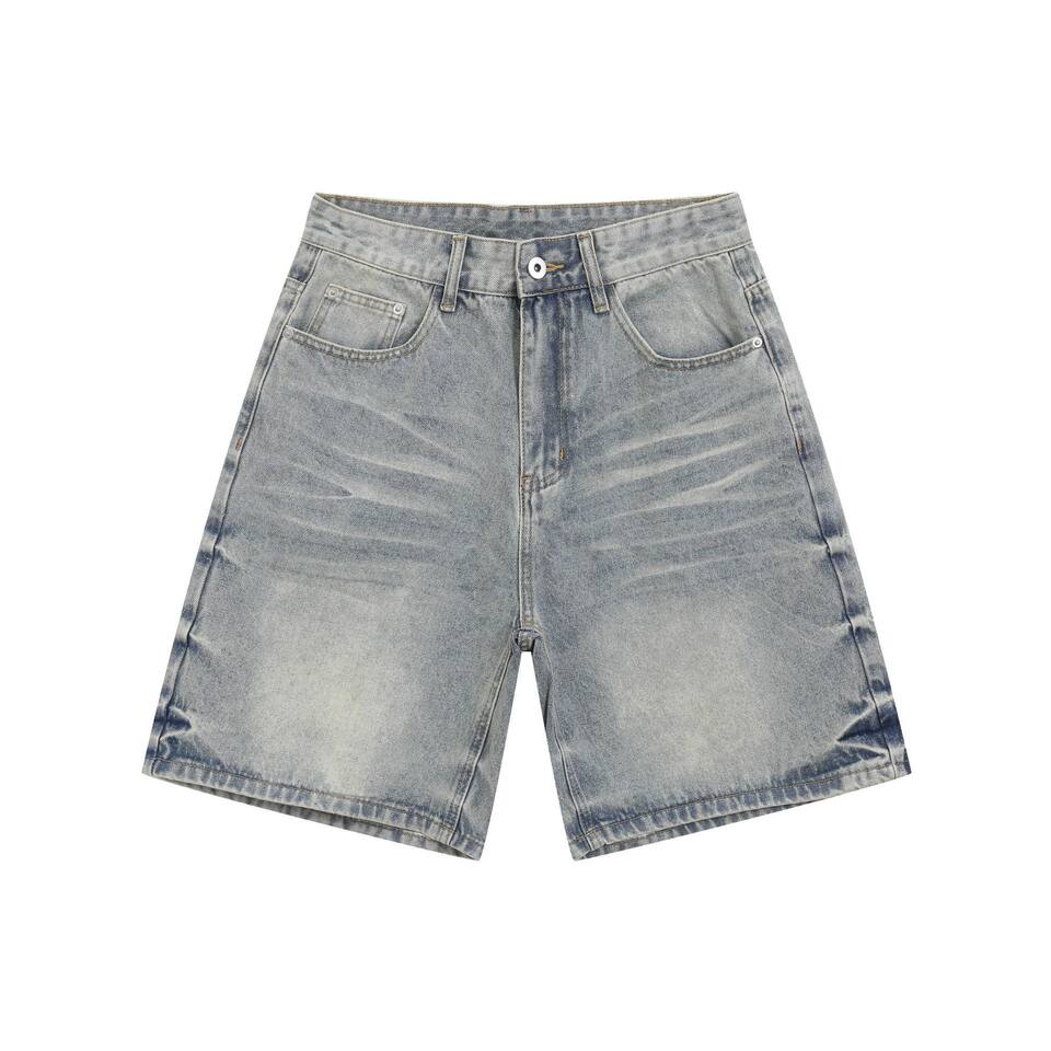 Quần short jean nam ống đứng kiểu Mỹ dáng rộng thoải mái — Màu xanh dương
