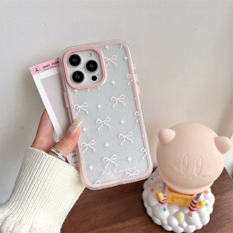 Чехол для телефона, совместимый с iPhone 16, бренд Apple совместимый, с бантом, цепочкой, три в одном, 16 Pro Max