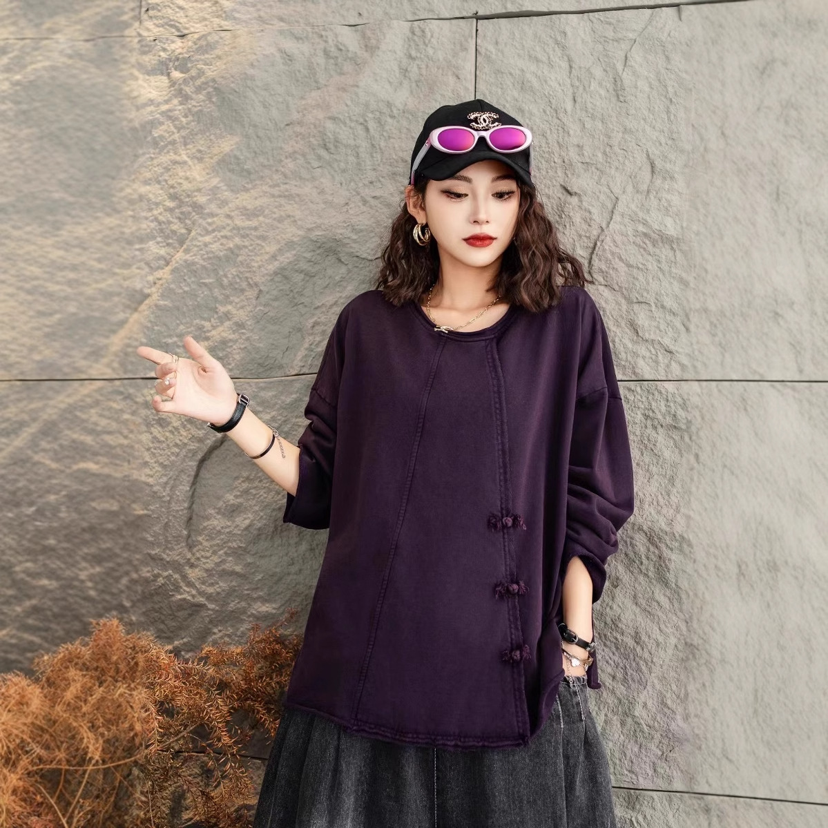 Winter retro solid color sweatshirt