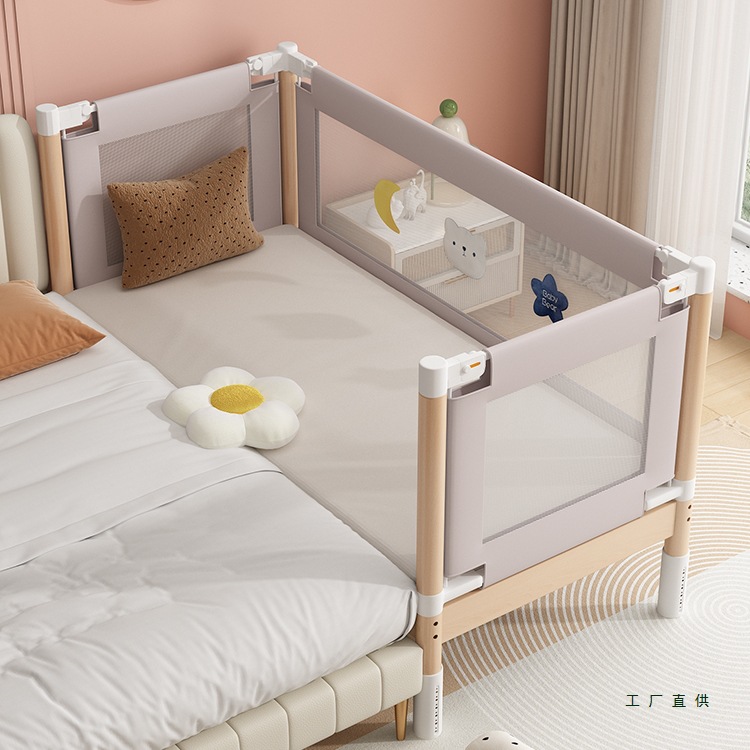 Beech Baby Crib Solid Wood Widened Bedside Flat Splicing Large Bed Seamless Splicing Bed Liftable Guardrail Baby Children's Bed