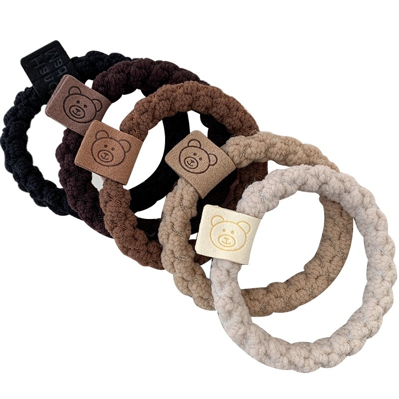 Otoño y invierno curry lindos osos anillo de cabello simple de alta calidad cuerda de cabello alta elástica no es fácil de romper no lastimar adornos de cabello de cabello