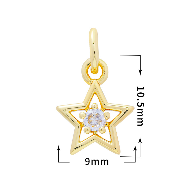 1 Piece Quantity 1 Piece Copper Zircon Star Moon Heart Shape Pendant Charms Bracelets Earrings