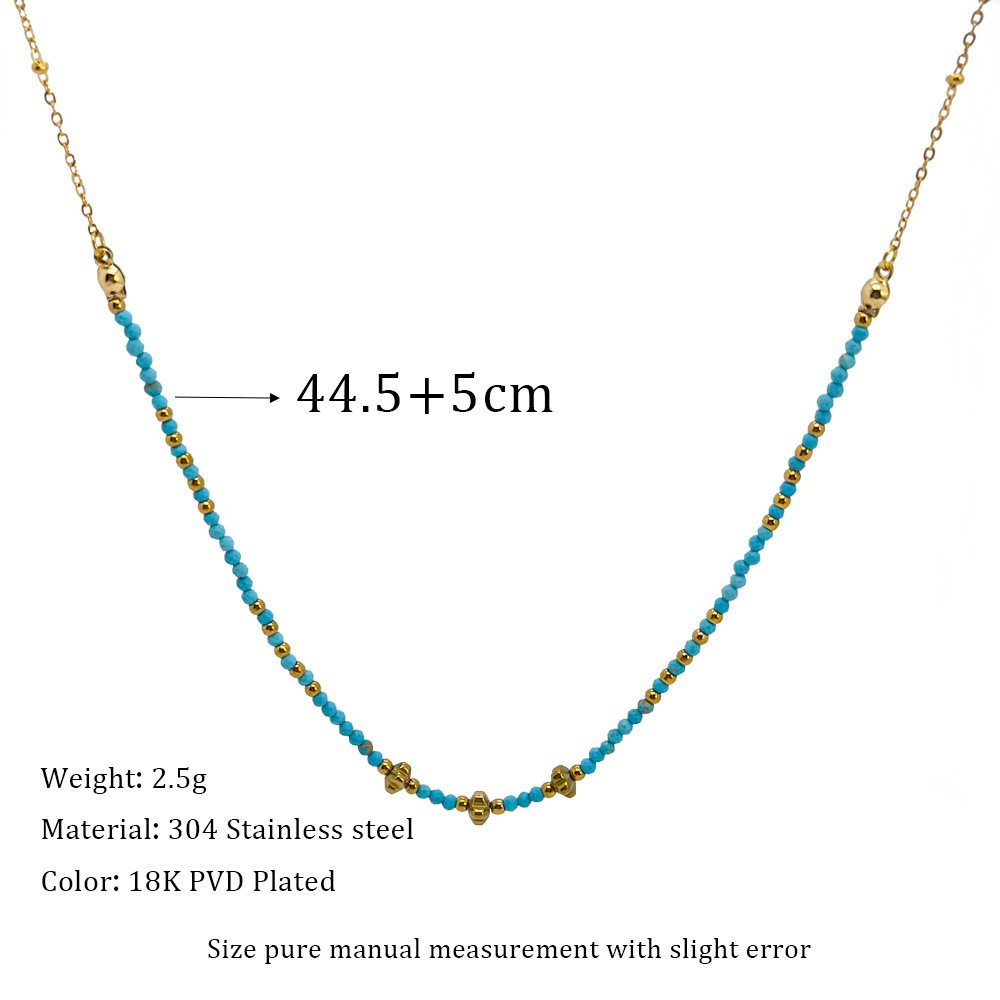 1 Piece Quantity Retro Geometric Palm 304 Stainless Steel Turquoise Necklace In Bulk